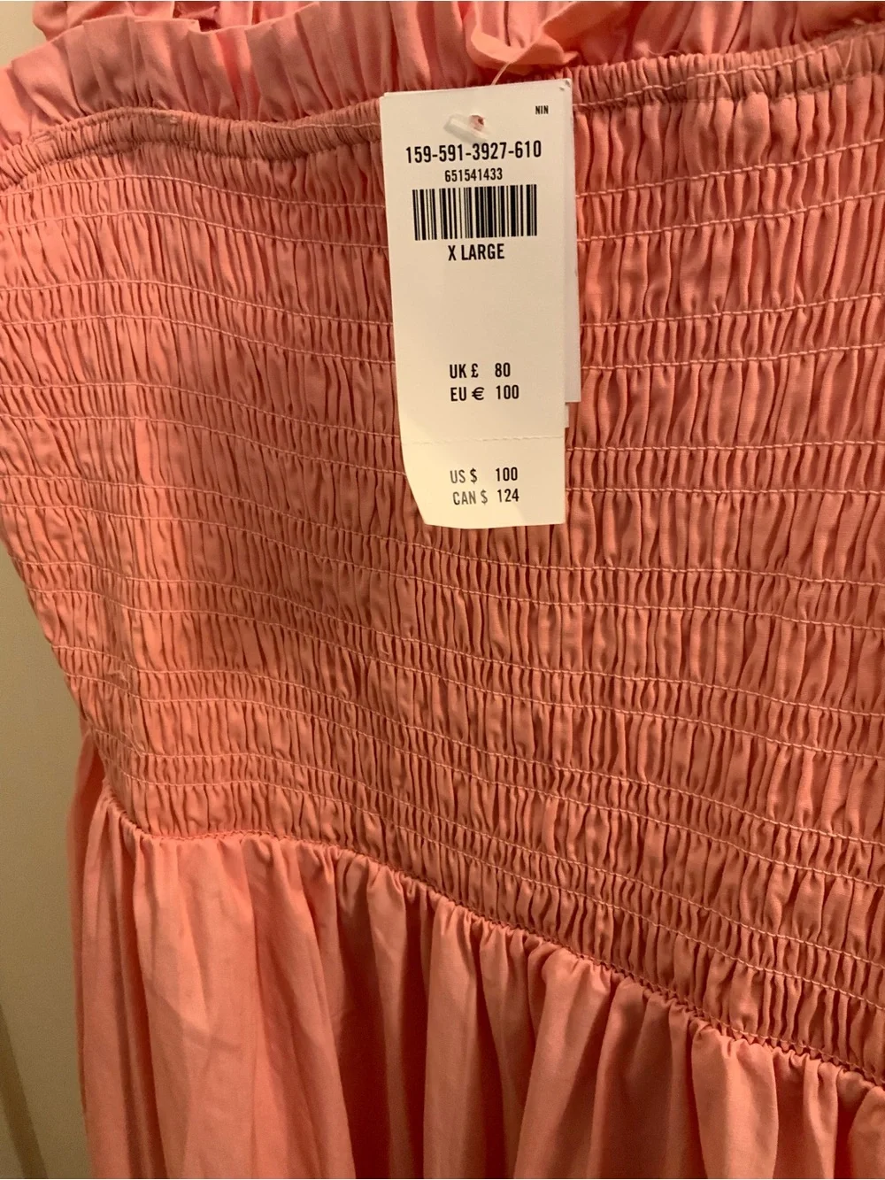 Abercrombie & Fitch Coral Pink Smocked Maxi Dress